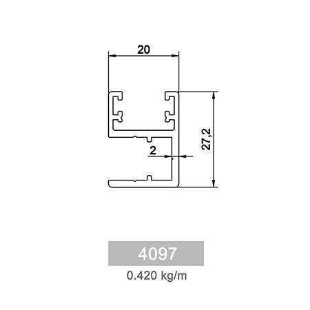 0.420 kg/m Square and Rectangle Railing Profile